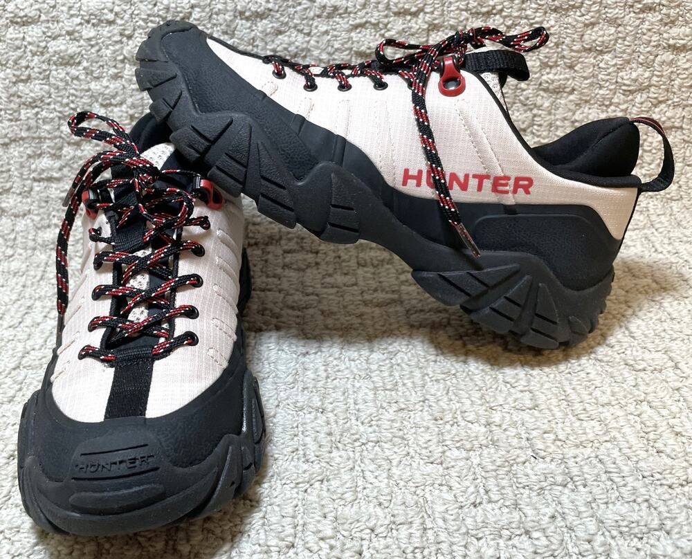 Hunter HW Sara Waterproof Sneakers Womens 7.5 NEW Natural Black Low Top Shoes